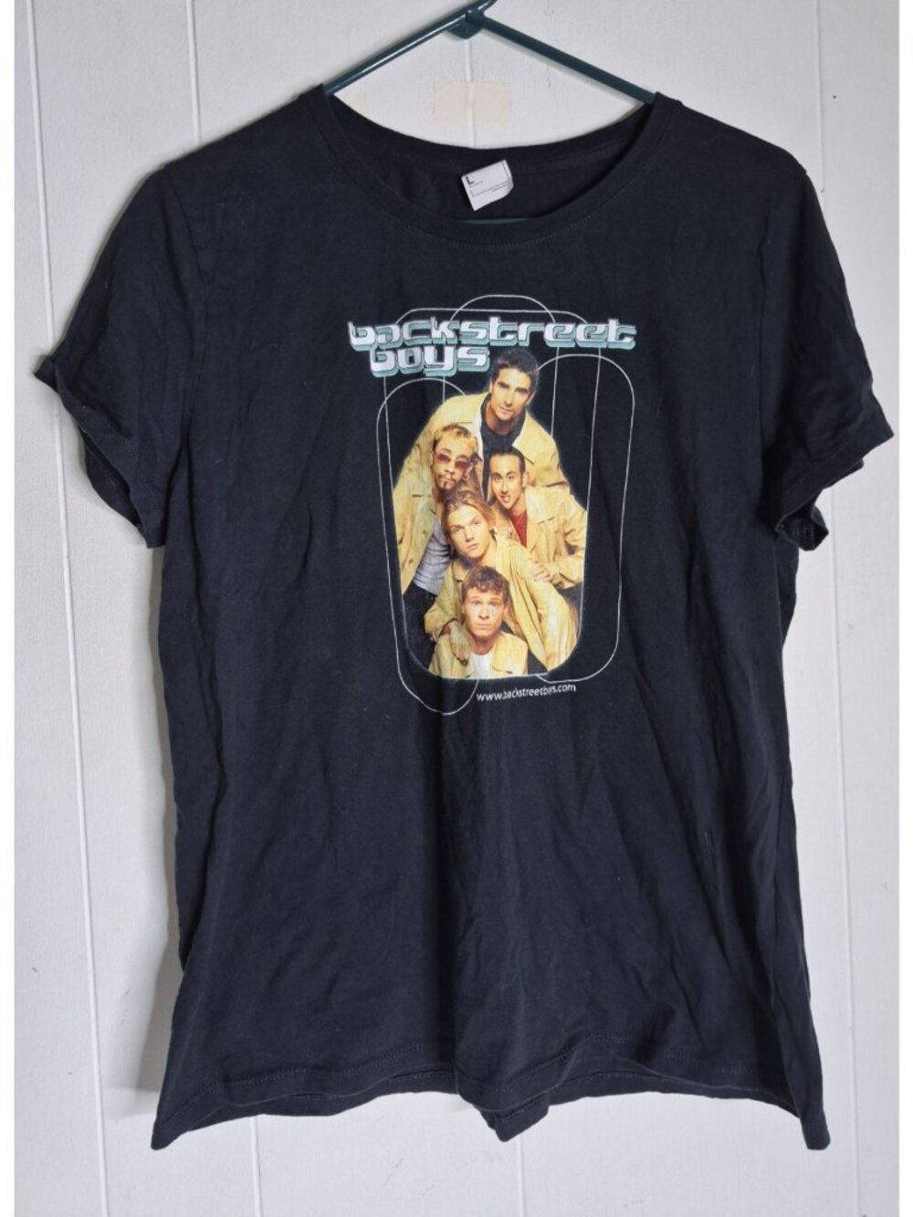Backstreet Boys BSB T-Shirt Womens  Black Glow Retro Short Sleeve Sz L